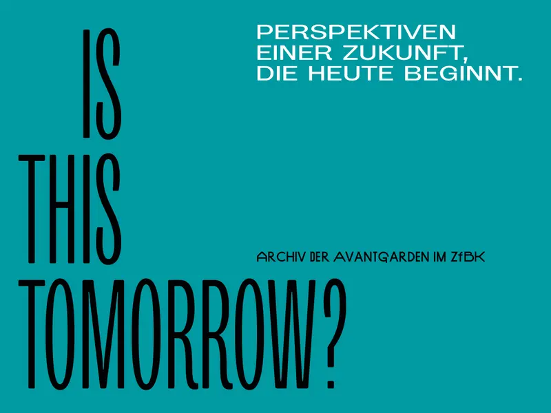 Ein Plakat in blau mit Schrift.