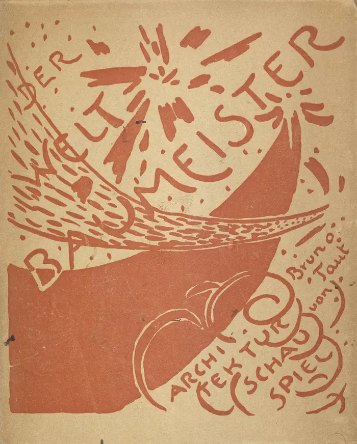 Plakat in orangener Farbe.