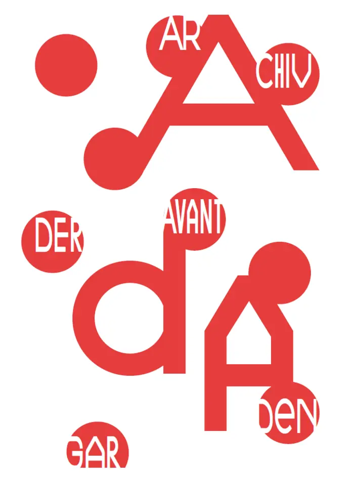 Abbreviatur von Archiv der Avantgarden in roten Kreisen auf einem weisen Hintergrund  