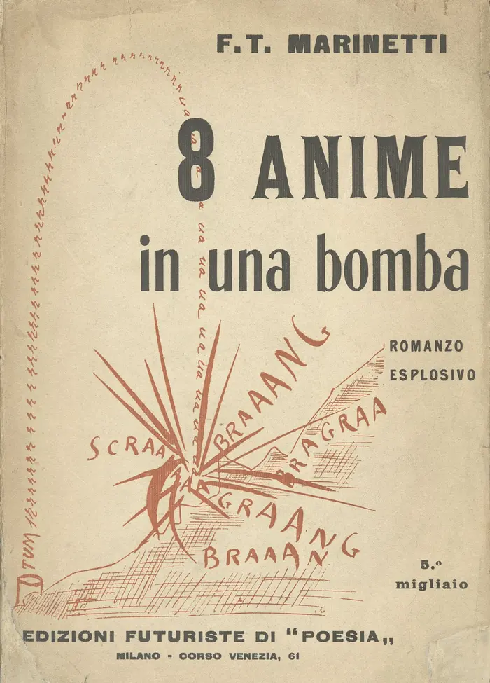 Filippo Tommaso Marinetti, 8 Anime in una bomba. Romanzo esplosivo, Milan: Edizioni Futuriste di Poesia, 1919