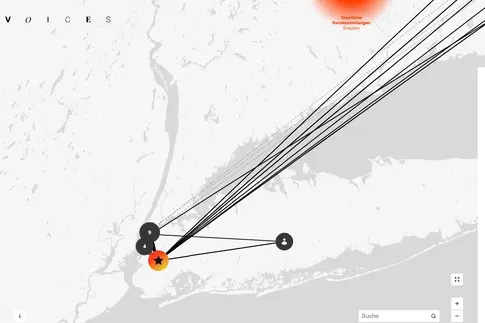 Screenshot einer digitalen Karte mit Textfeld