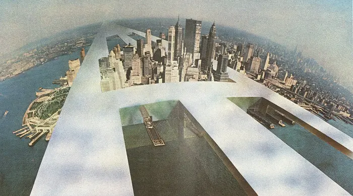 Die Darstellung einer Stadt aus der Vogelperspektive.