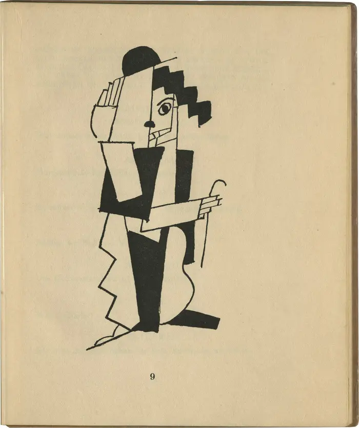 Eine Darstellung von Charlie Chaplin aus schwarz-weißen geometrischen Figuren